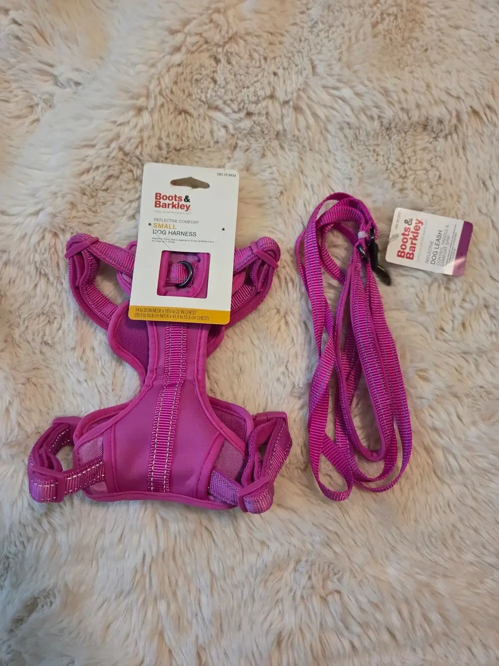 Boots and Barkley Pink Reflective Small Dog Harness and Leash bundle